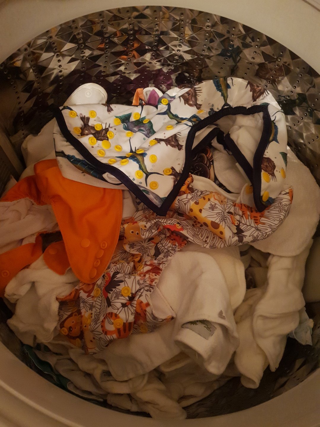 Washing load of clean cloth diapers